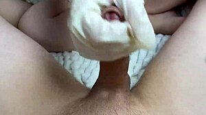 step sister jerks cock with oily latex gloves pov