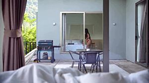 How Lucky Am I To Have This Juicy Latina Neighbor Who Caught Me Jerking Off My Monster Cock