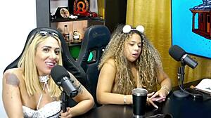 Bruna Lambertini and Isa Moura flash asses and wink seductively at camera in casting