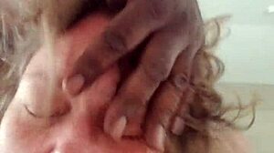 little girl watches herself getting hit by daddy's big black stick