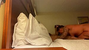 Deep throat my big cock in a hotel room with cheating wife