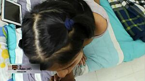 Latina Stepsister Helps With Viagra Effect By Licking And Fucking