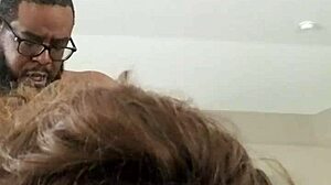 little girl watches herself getting hit by daddy's big black stick