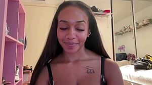 lily starfire explores deeper in backstage setting with oiled body and ebony appearance