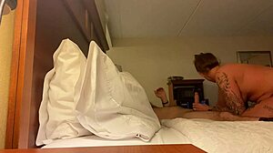 Deep throat my big cock in a hotel room with cheating wife