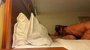 Deep throat my big cock in a hotel room with cheating wife