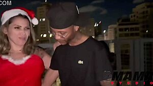 Happy night she rolls in ass on christmas eve in sheer lingerie