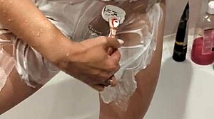 naked stepsister bathing in the shower, big tits exposed