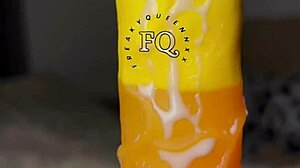 ebony girl with big breast vs rose toy and dildo masturbation