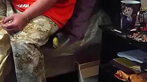 my stepmom pretending not to stare at the big cock