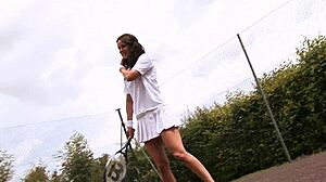 TENNIS GIRL CLAUDIA ROSSI MASTURBATES WITH DILDO IN UNIFORM