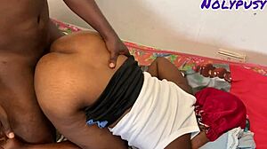 busty ebony woman in doggystyle position