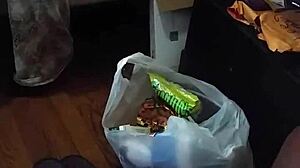 my stepmom pretending not to stare at the big cock