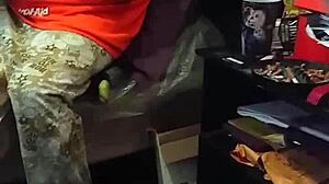 my stepmom pretending not to stare at the big cock