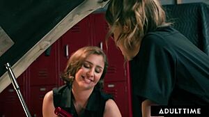 adult time huge naturals babe octavia red pounded with big pink strap-on by pawg bestie tommy king 😍