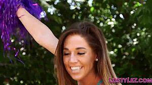 Lesbian cheerleaders lick and finger each other