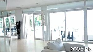 Callie Calypso bends over for intense POV blowjob and doggystyle fucking with small tits bouncing