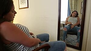 Chesty Kimberlee Toys Her Shaved Snatch