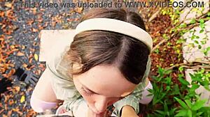 Girl Skilled as Gardener and Whore in Outdoor Blowjob Fucking