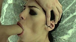 Angelina Valentine hints at ass punishment by James Deen on Brazzers