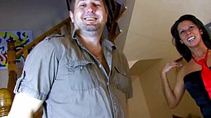 Noemis casting reveals brunette's shaved pussy in interview