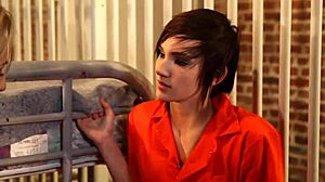 Lesbian Inmates Grind to Orgasm After Stripping