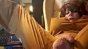 attractive trans woman with big ass using dildo