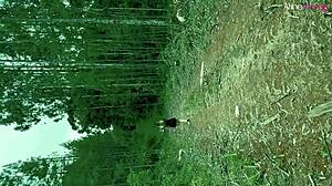 Lost in the Woods! Aline Novak Sucks Woodcutter's Cock for Halloween Cum!