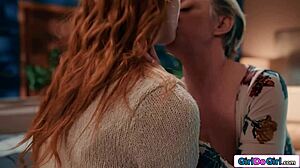 Redhead's Nipples Pulled And Facesitted By Busty Dominant Milf