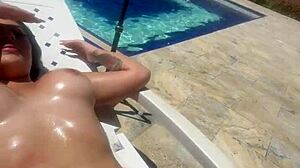 Picking up a hot Colombian babe by the pool