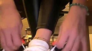 good morning i love the leather pants and nylon socks barefoot combo