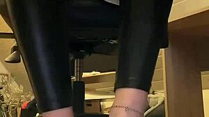 good morning i love the leather pants and nylon socks barefoot combo