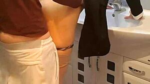 I've got time to fuck my neighbor's skinny pussy in the bathroom