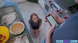 madi collins takes big choco chip in the kitchen