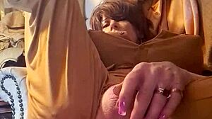 attractive trans woman with big ass using dildo