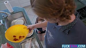 madi collins takes big choco chip in the kitchen