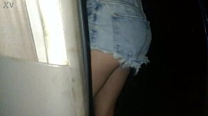 Teen in Lingerie Performs Street Blowjob at Night