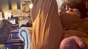 attractive trans woman with big ass using dildo