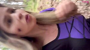 Lost in the Woods! Aline Novak Sucks Woodcutter's Cock for Halloween Cum!