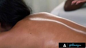 Coworkers august skye and ana foxxx receive finger butt massage from masseuse destiny mira