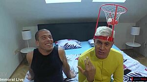 Wow, football fans threesome with massive cock stepson!