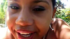 18yo latina teen gives public blowjob outside on the front lawn in broad daylight