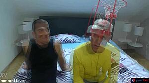 Wow, football fans threesome with massive cock stepson!