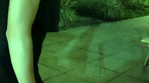 shemale ting xuan gets fully exposed outdoors in the public community garden wearing heels and shoes