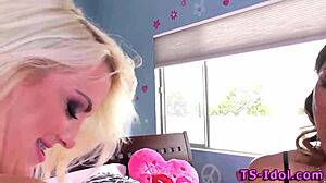 Asian ladyboy facializes.