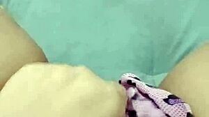 pov busty young girl touches her juicy pussy in minnie shorts, moaning while fingering intensely