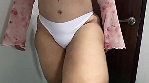 The Perfect Sexy Big Ass Of My Chubby Latina Mother-In-Law Shaking In Panties Before Bed