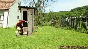 jizzed on babe pisses outdoors