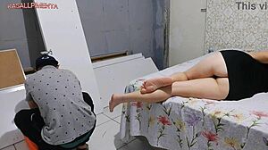 Amateur seduces repairman paying with sex