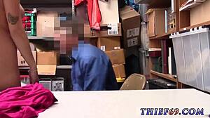 latex police officer with big tits engages in car apparel theft scenario